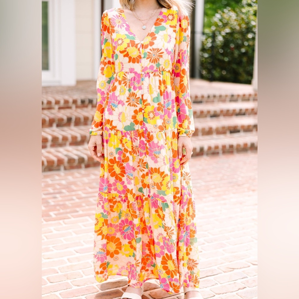 Women’s SUGARLIPS See You Then floral long sleeve maxi dress- Size small - Picture 1 of 7